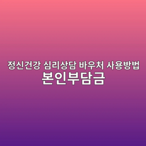 정신건강 심리상담 바우처 사용방법 본인부담금
